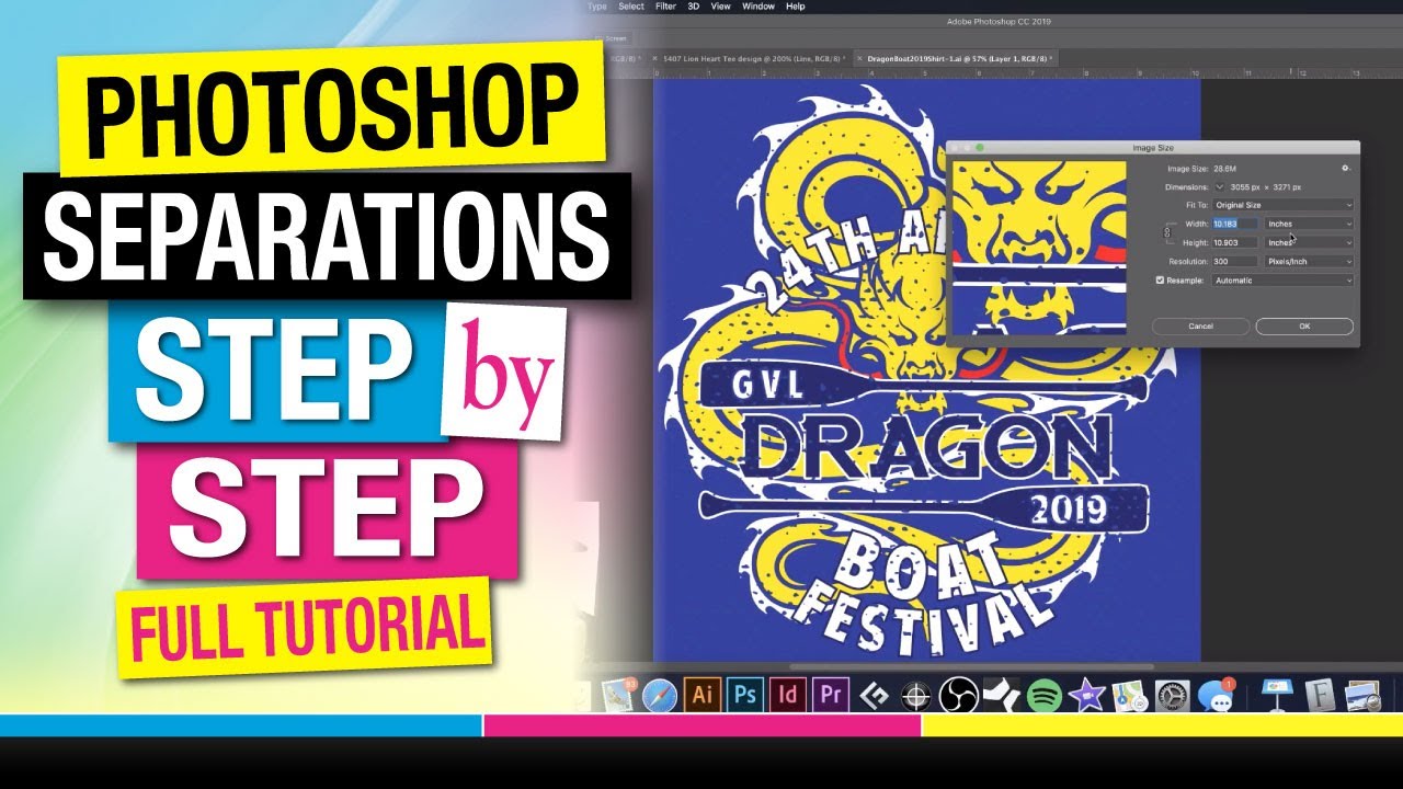 Step by Step How to Separate a 5 Spot Color Job in Adobe Photoshop for Screen Printing Tutorial