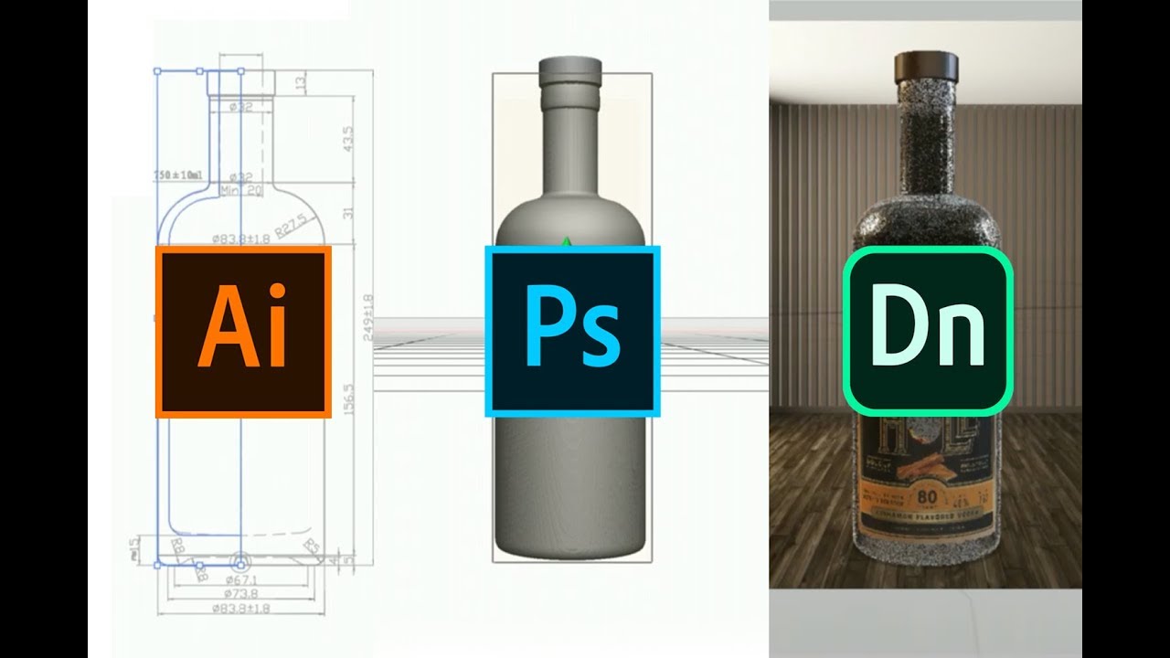 Create 3D objects (.OBJ) using Illustrator & Photoshop for Adobe Dimension product mock-ups