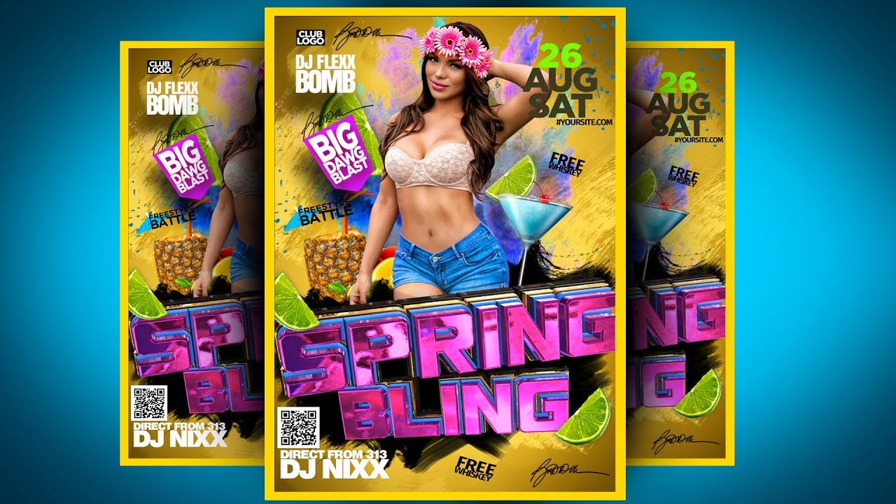 How to make flyers on Adobe PSD Photoshop Tutorials CC Party Event Club Graphic Design Vol 4