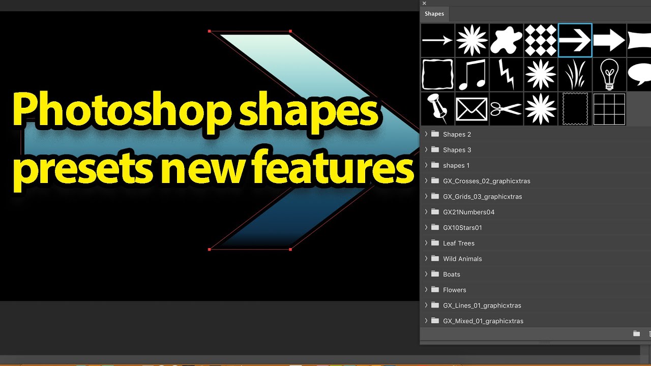 Photoshop shapes presets in CC 2020 tutorial new features