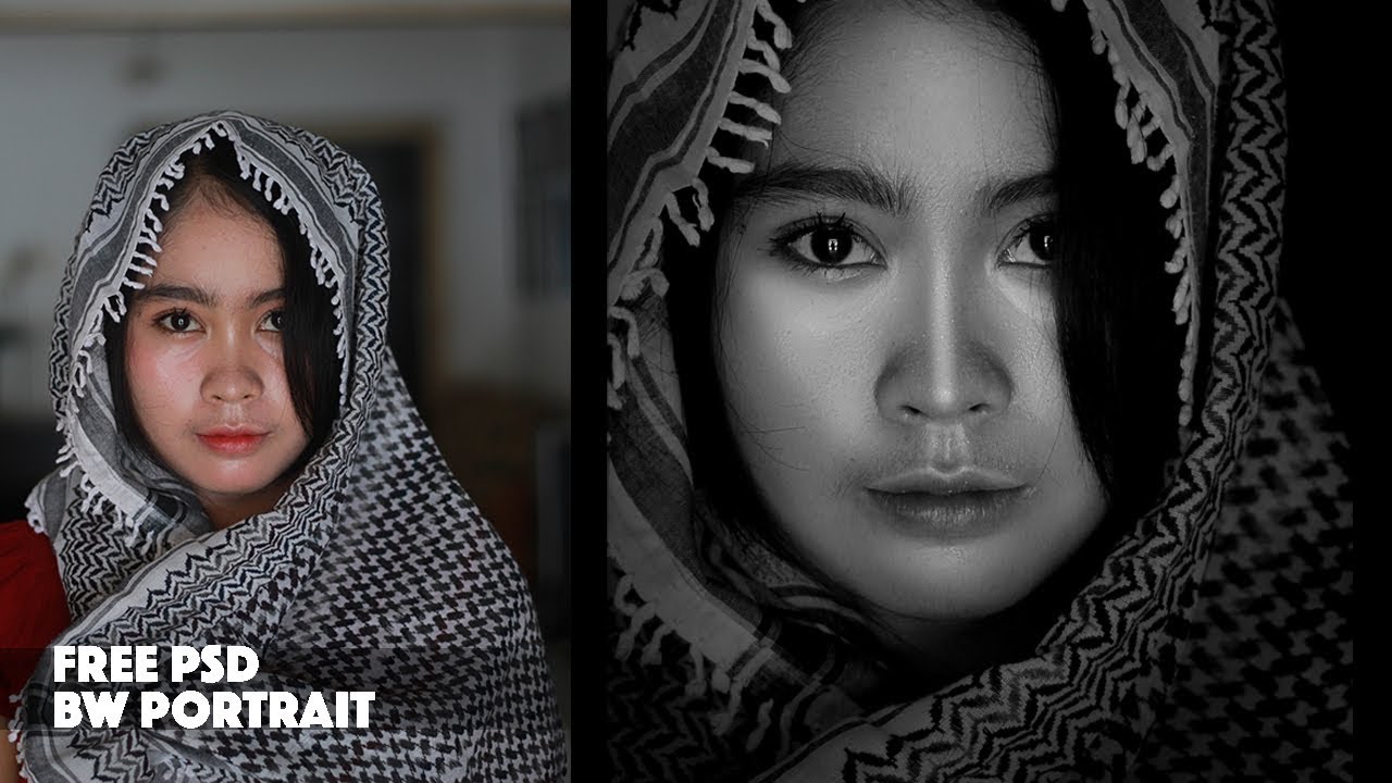 Portrait Back and White Photography | Retouching Photoshop Tutorial