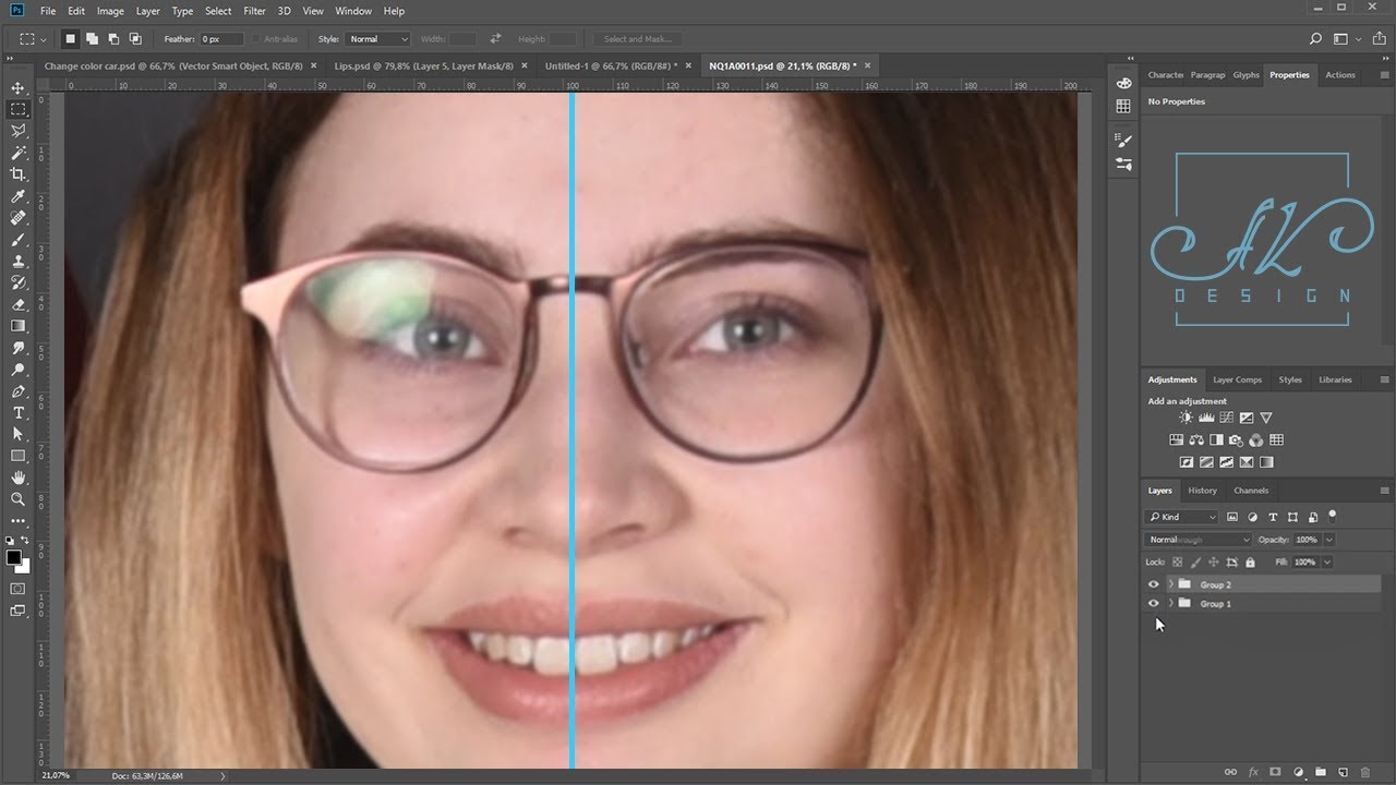 How to remove reflection from glasses photoshop tutorial