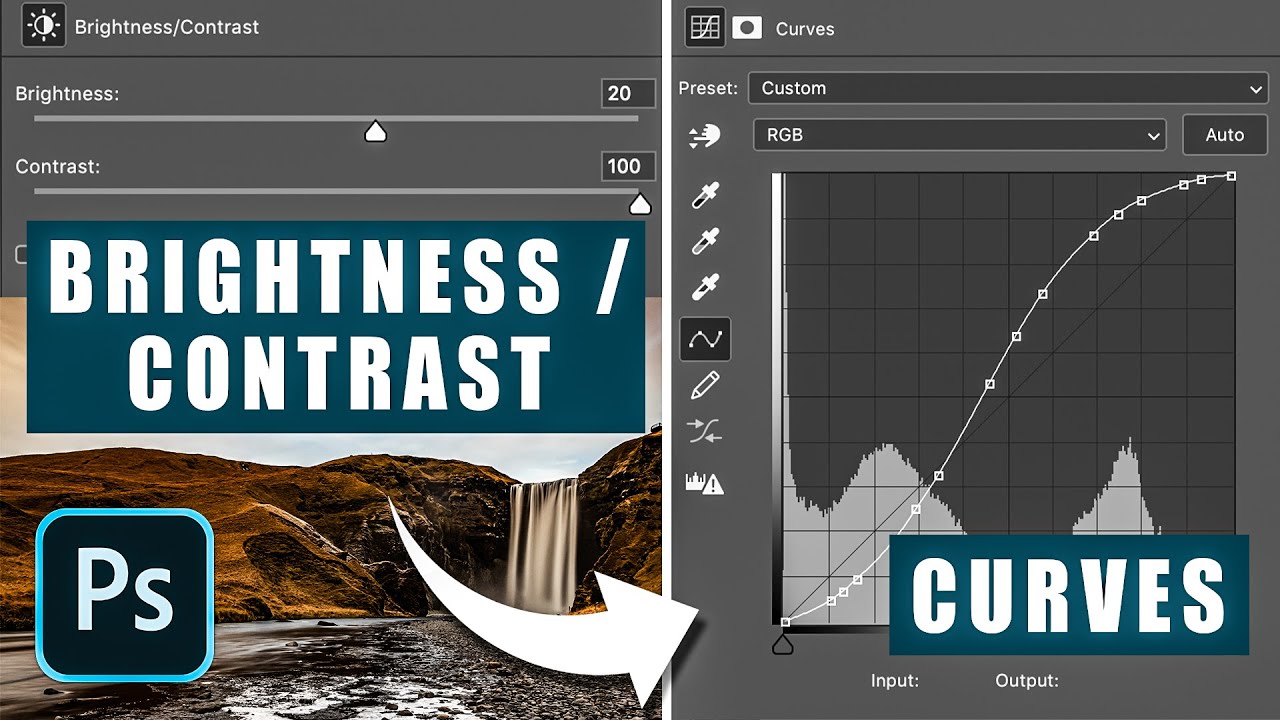 HOW BRIGHTNESS / CONTRAST works in PHOTOSHOP with a useful Photoshop SCRIPT (converting to CURVES)