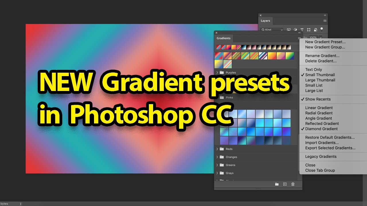 Photoshop : gradient presets 2020 new feature guide tutorial