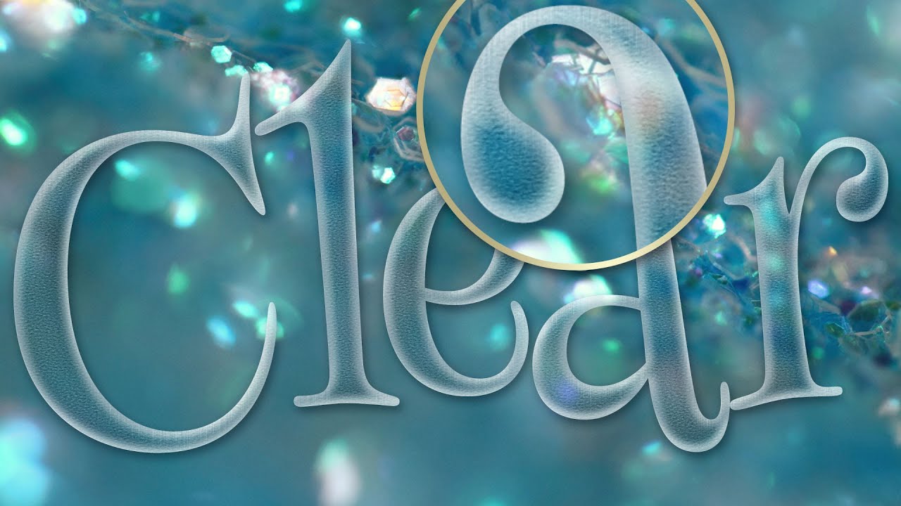 Transparent text. 3d Ice Effect.