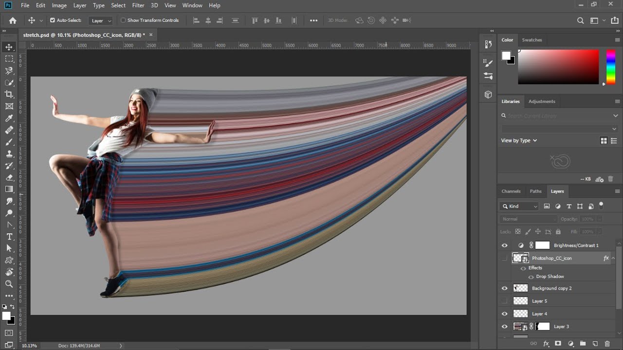 How to create Pixel Stretch Effect in Photoshop CC 2019 - Photoshop Tutorial