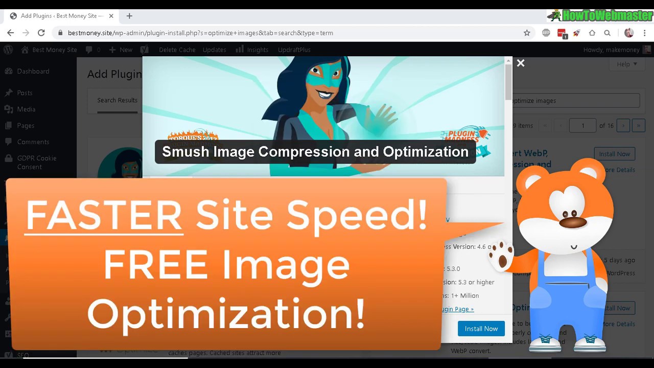 Compress & Optimize Images Free Wordpress SMush Plugin Review Setup Tutorial