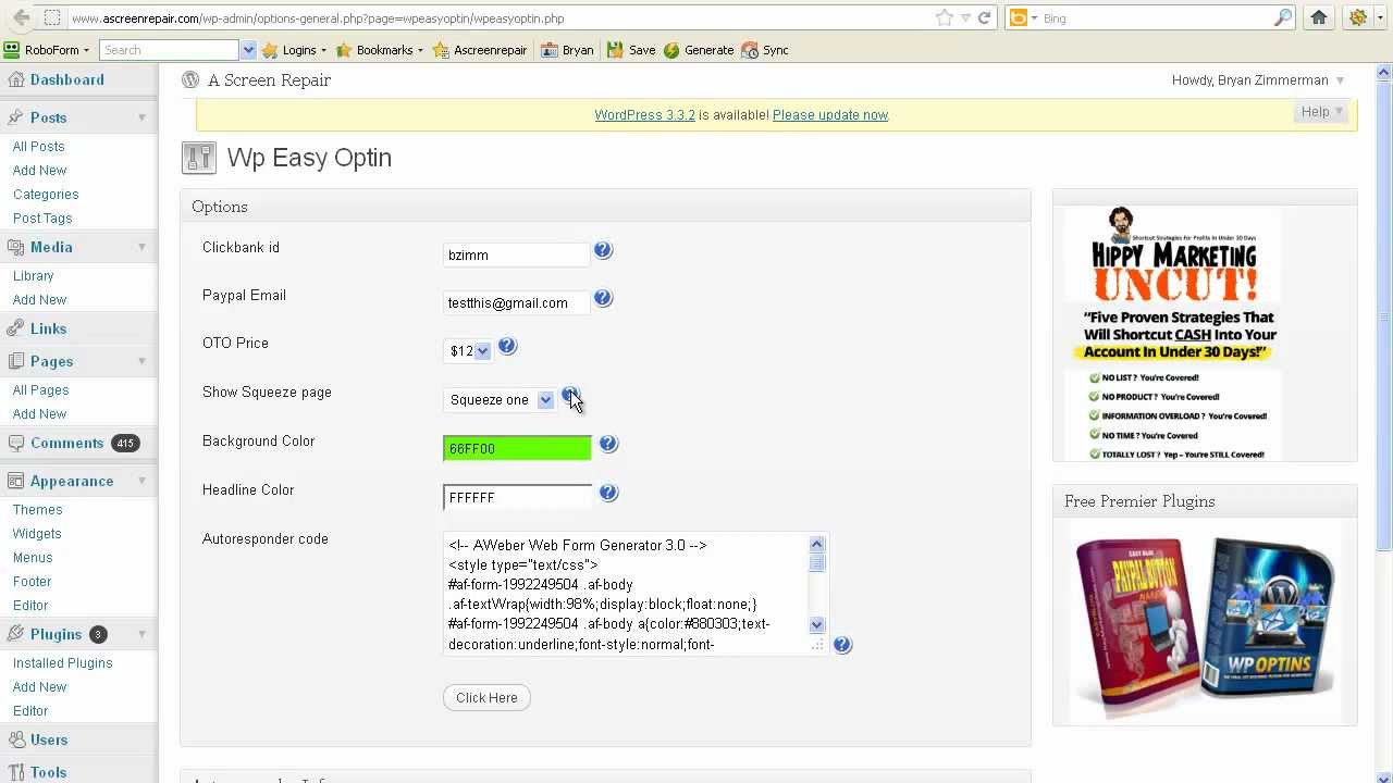 Free Wordpress Plugin - WP Easy Optin