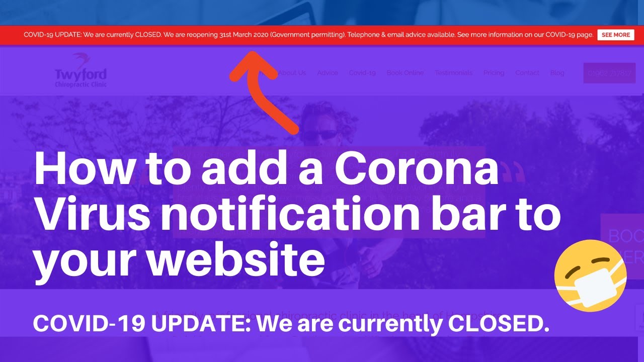 How to add a Corona Virus notification bar to your Wordpress website bar | Wordpress Tutorials