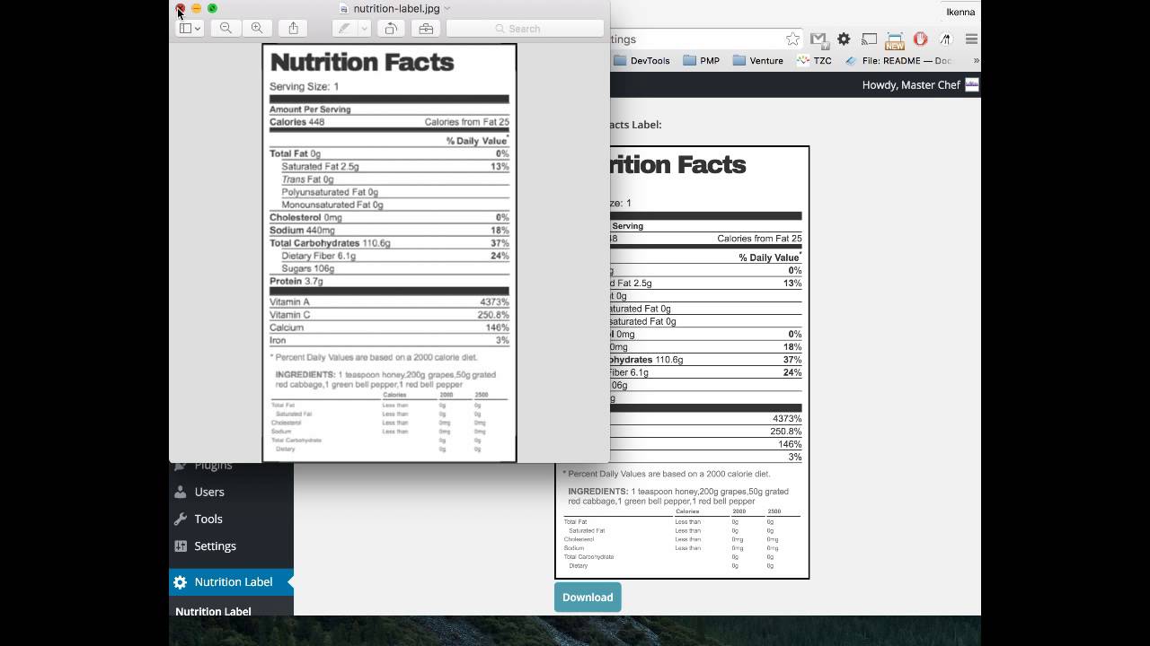 Nutrition Facts Label Wordpress Plugin (How To)