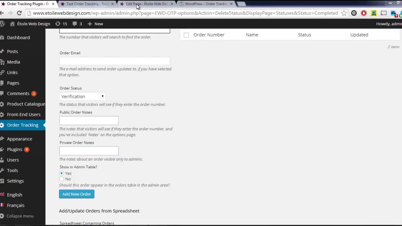Status and Order Tracking - WordPress Plugin - How To P.1