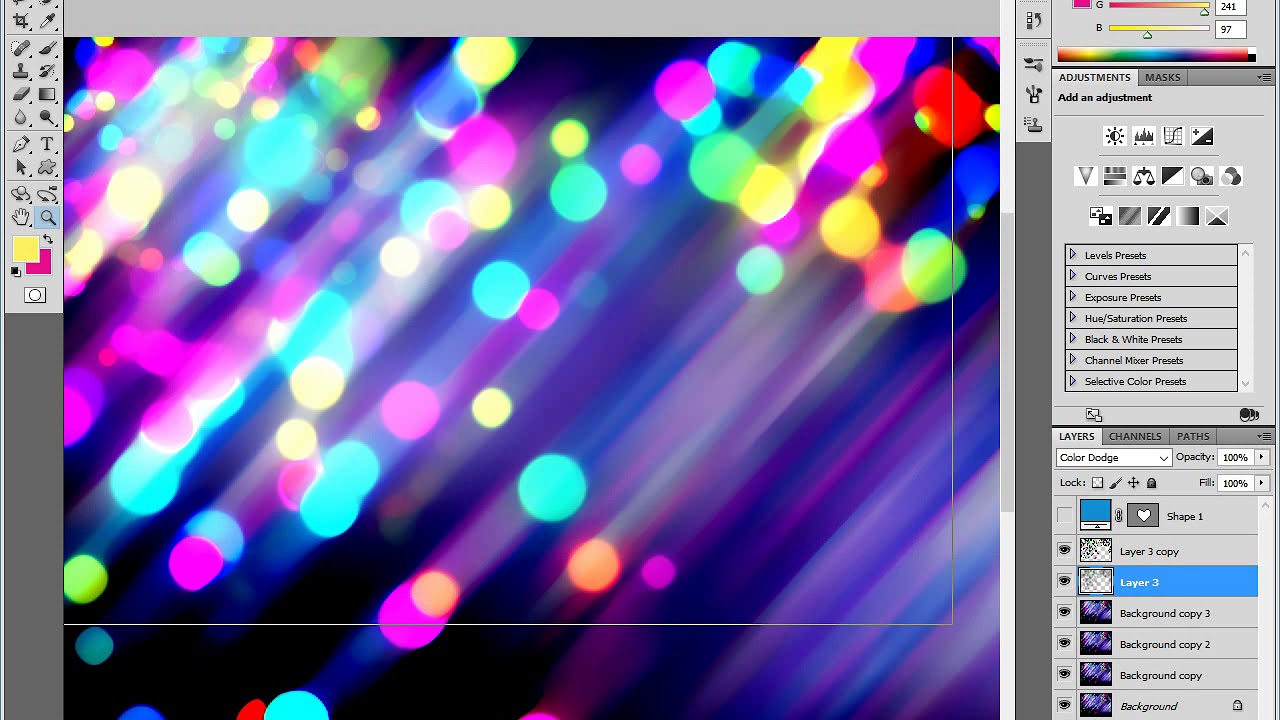 Make abstract bokeh background on adobe Photoshop