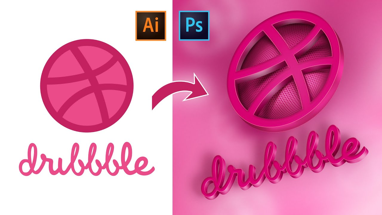 How to make 3D logo using Adobe Illustrator and Photoshop - Tutorial