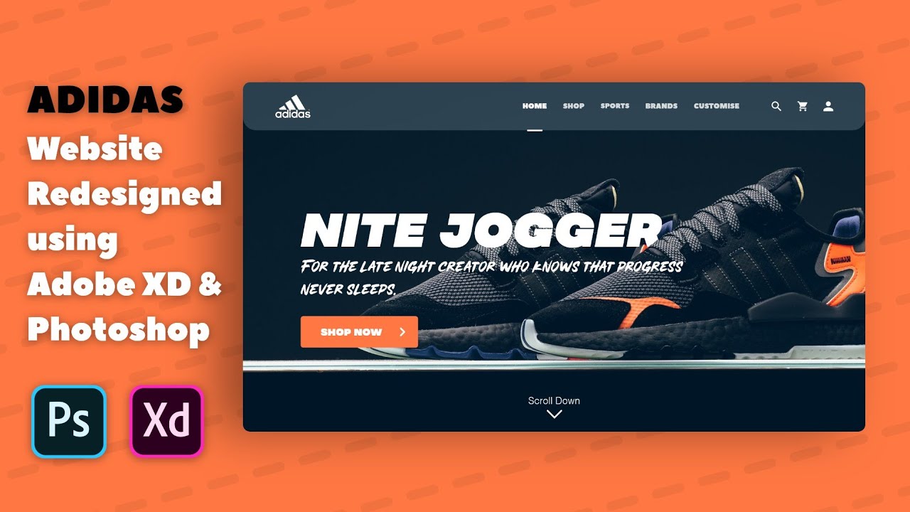 Adidas Website Redesigned using Adobe XD & Photoshop | Speed Tutorial | Designster