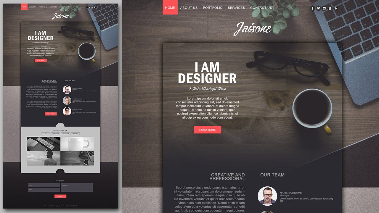 Photoshop Website Design Tutorial - Stylish Portfolio With Grain Texture