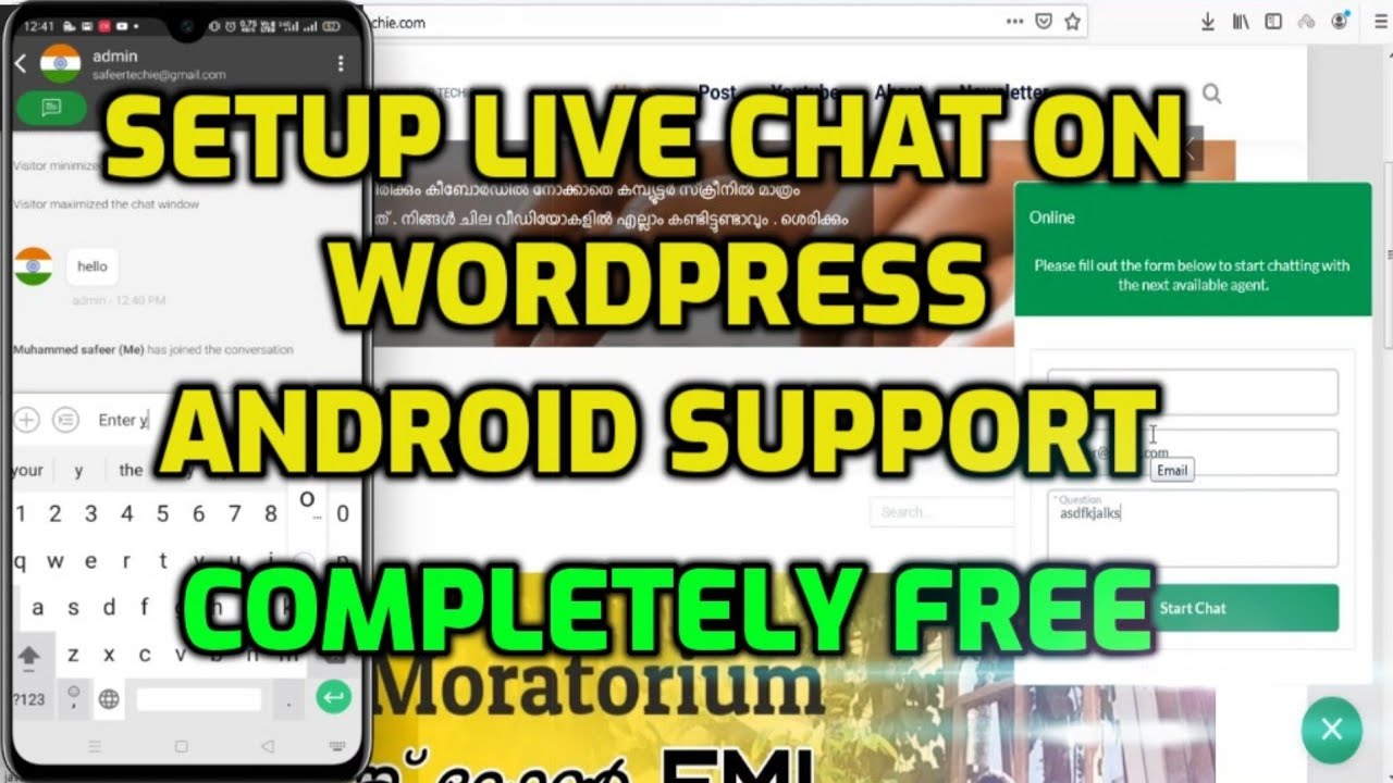Install live chat on your wordpress site with android app - completely FREE