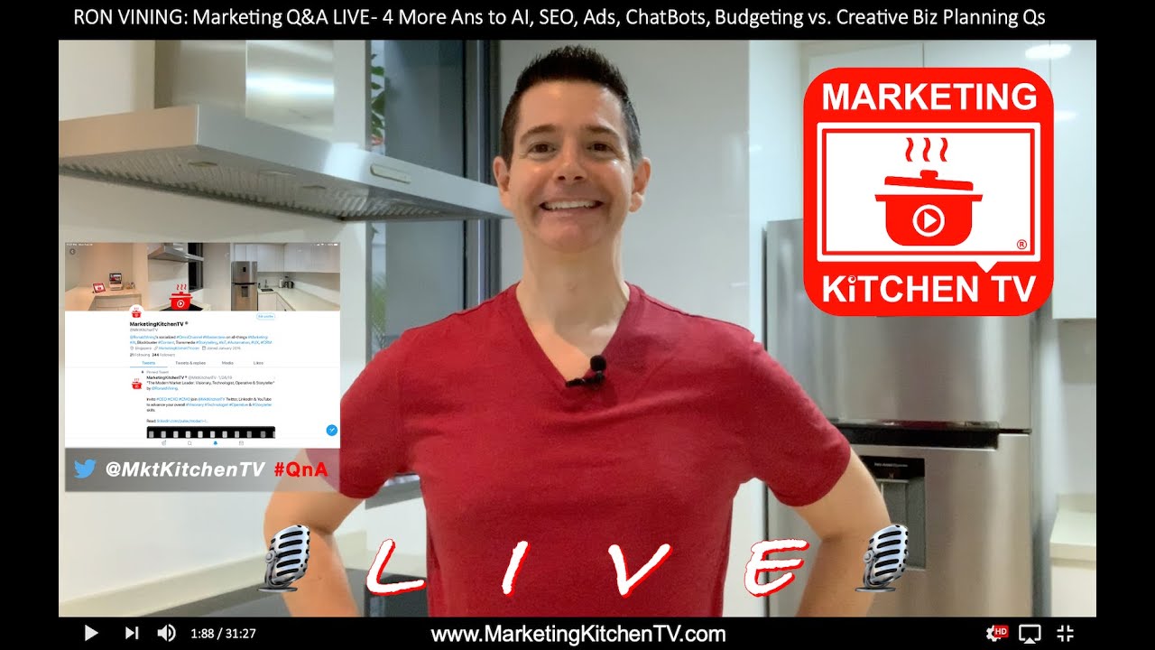 RON VINING: Marketing Q&A LIVE: 4 More Ans to AI, SEO, Ads, ChatBots, Budgeting vs. Creative Biz Qs