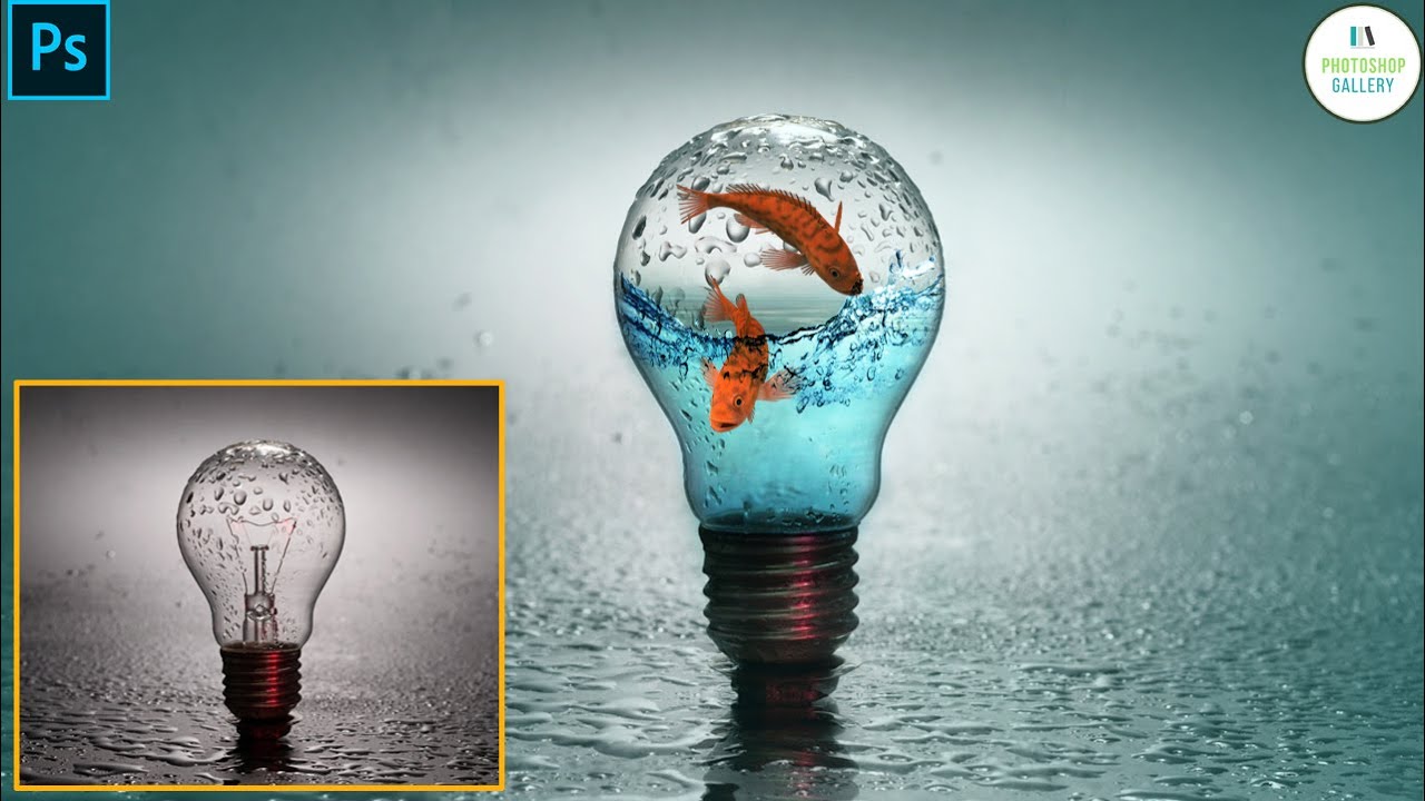 How to Edit add to queue photoshop tutorial  photo manipulation  water splash in bulb