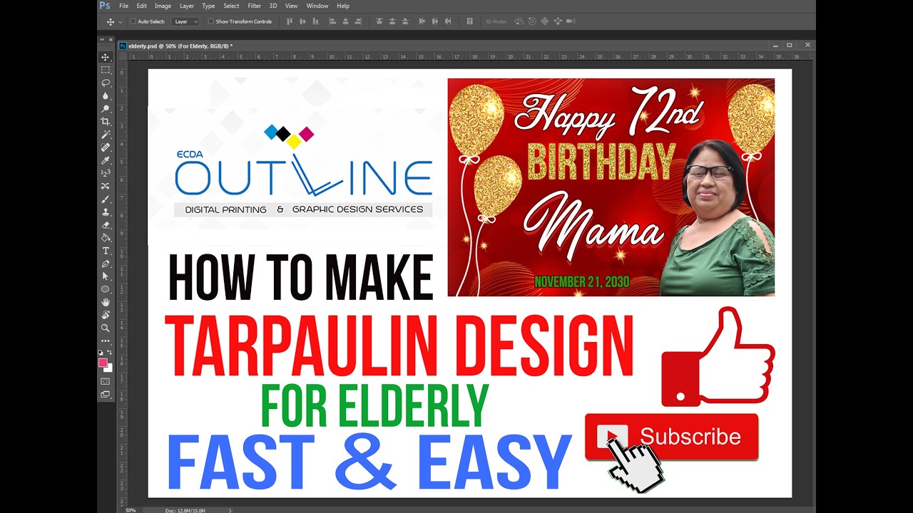 How to design a Tarpaulin Fast & Easy | Adobe Photoshop Tutorial | Outline Digital Graphic Solutions