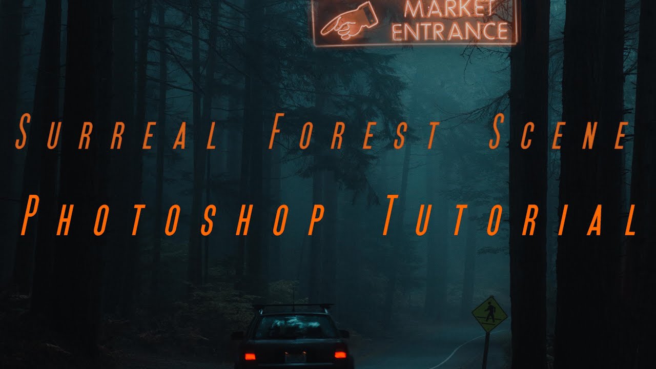 Surreal Neon Sign Forest Scene Photoshop Tutorial