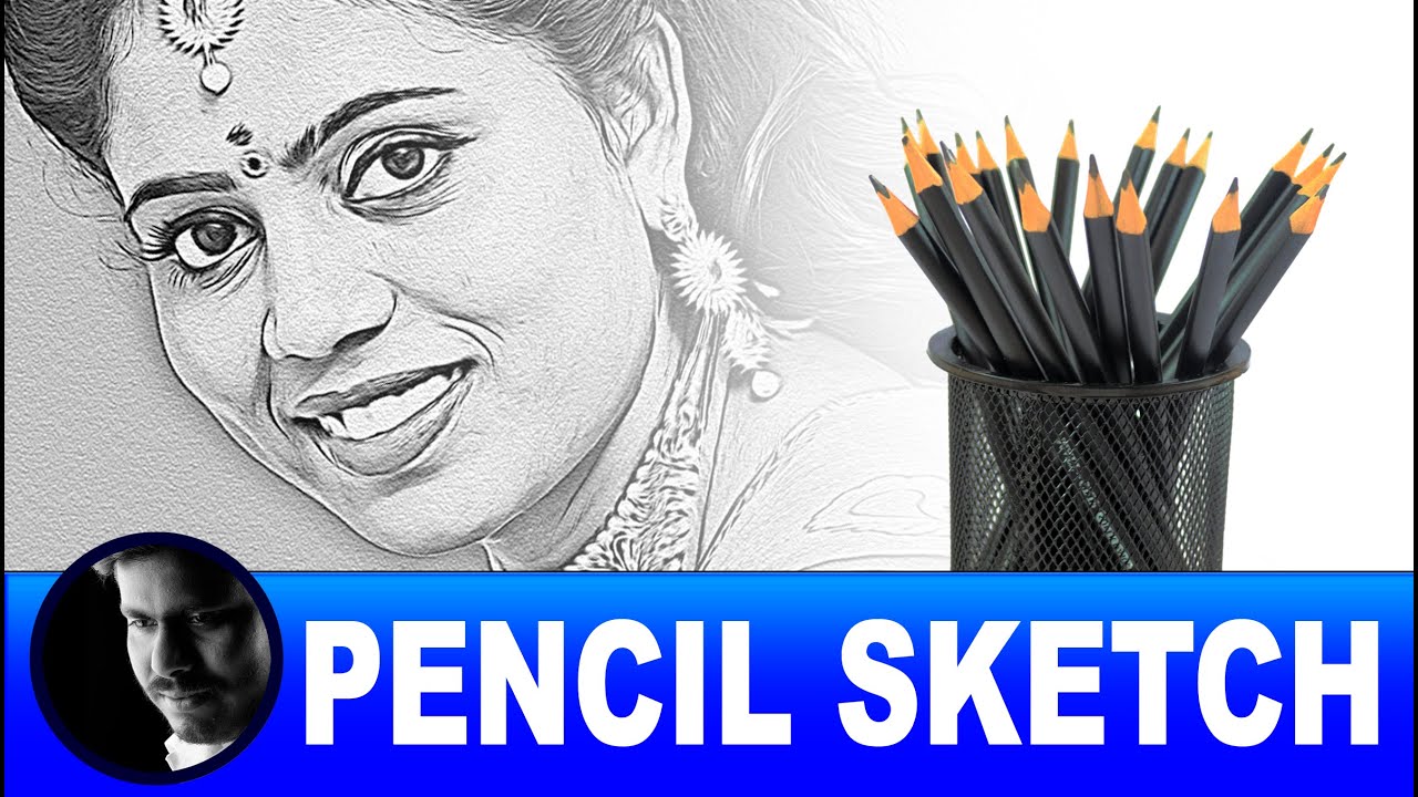 Pencil  sketch I adobe photoshop I Nila Racigan's Tamil tutorial