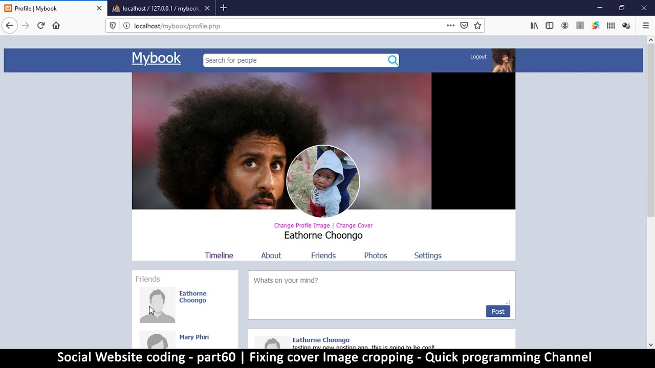 Social Website from scratch - Part 60 - Fixing cover Image cropping | OOP PHP with MYSQL Database