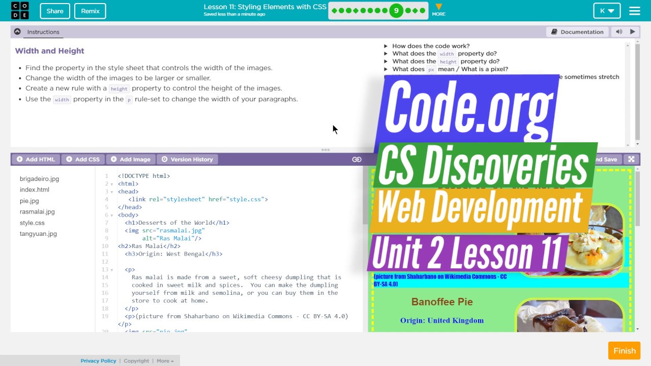 code org lesson 11 styling elements with css