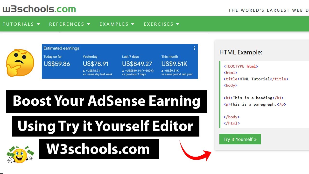 Boost Your AdSense Earning by Adding Try it Yourself Editor on WordPress  Like W3schools
