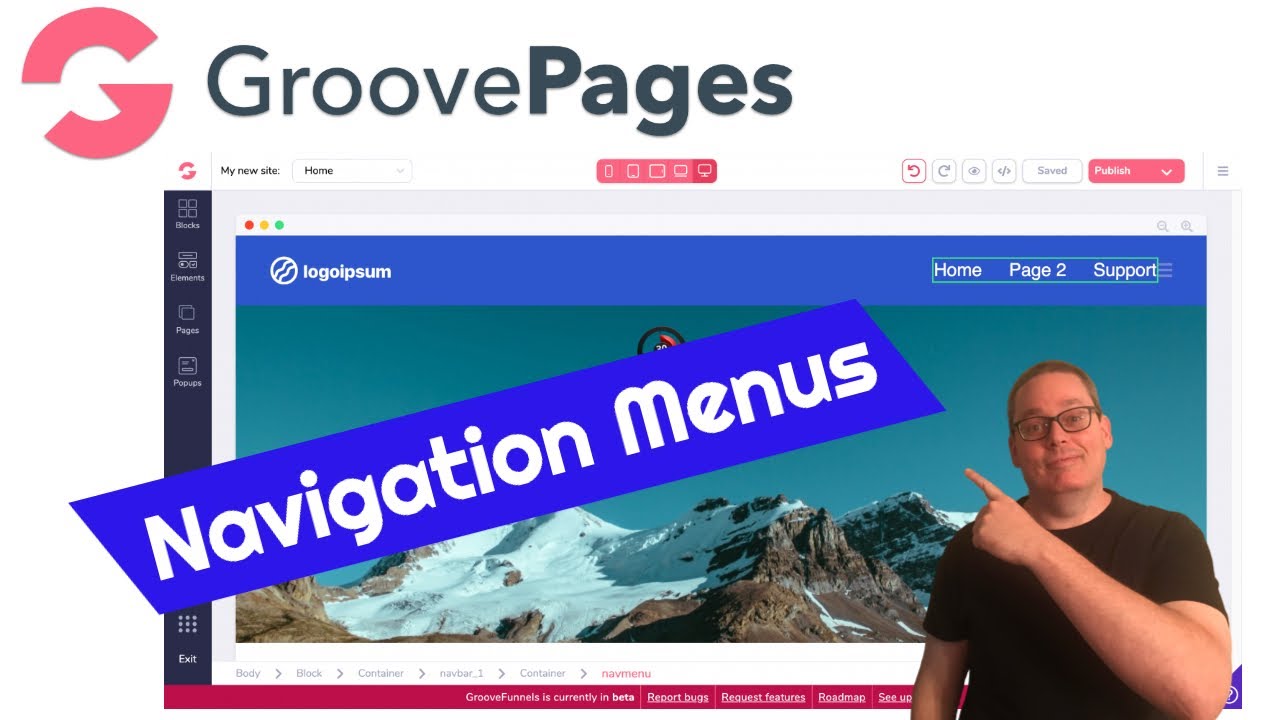 GroovePages Tutorial | Navigation Menus | Adding External Links