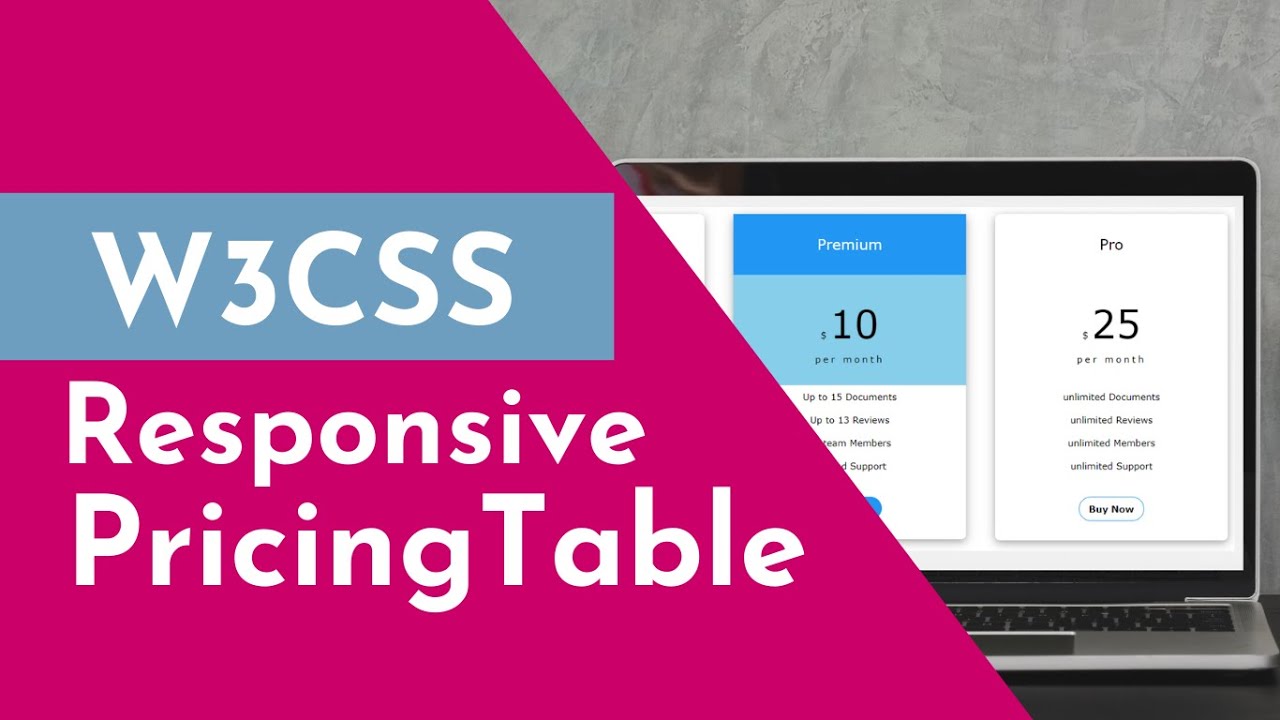 Responsive Pricing Table Through W3CSS | Create pricing table for WordPress | Forget Bootstrap