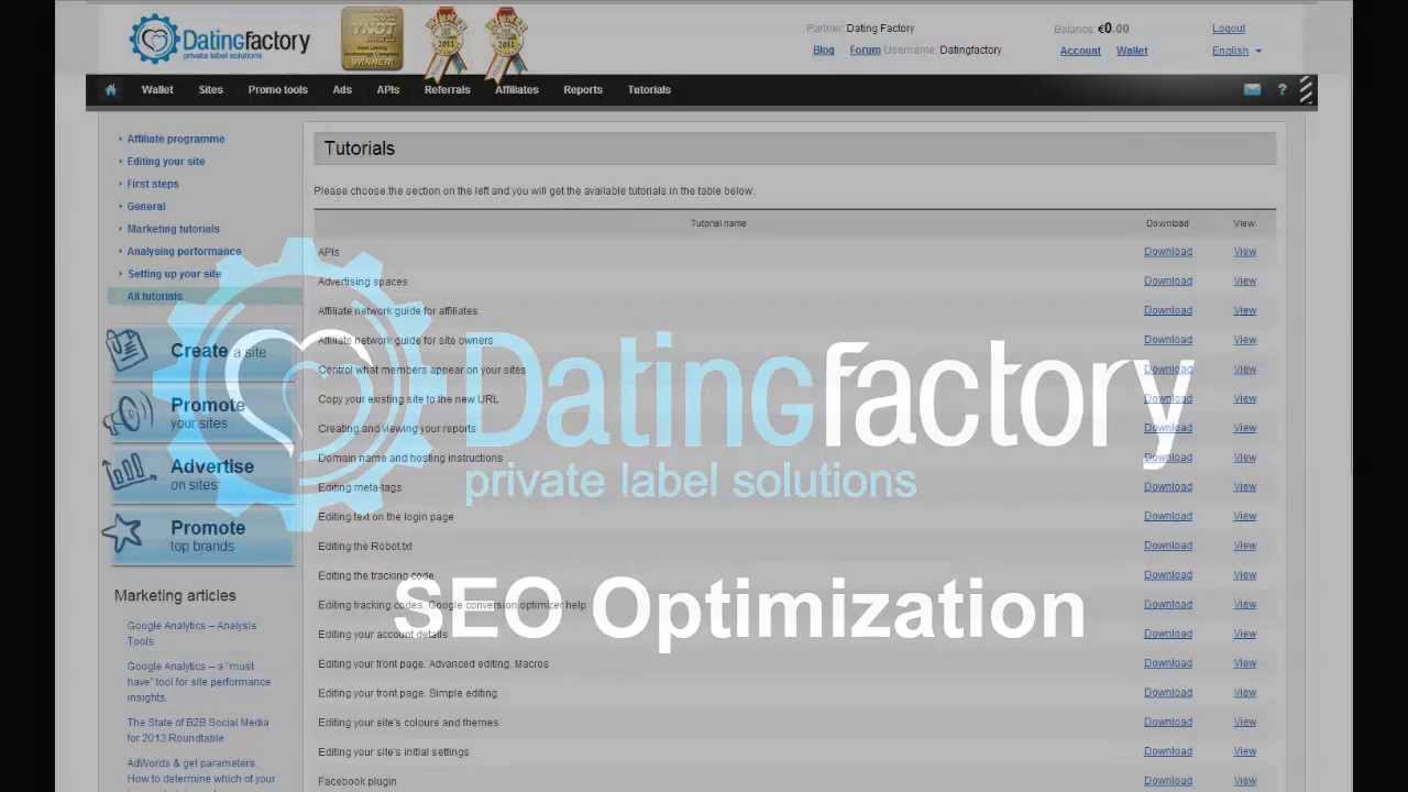 SEO Search Engine Optimisation for your Dating Factory site.