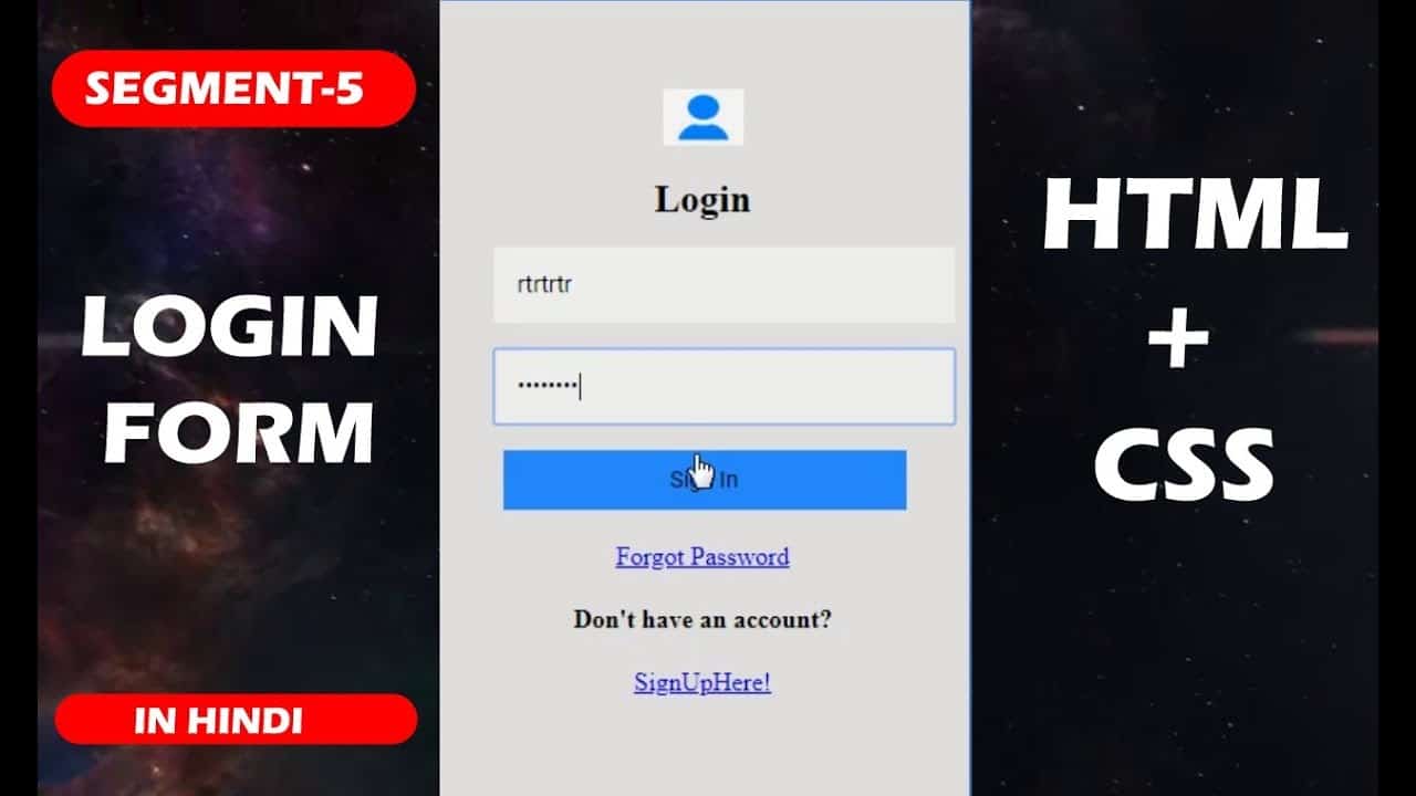 How to Create Login Form Using HTML and CSS || Make Sign form Design || In Simple way || Hindi #5