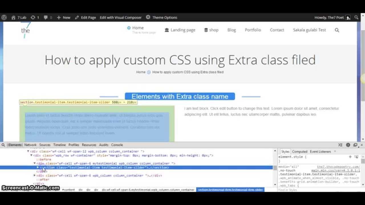How to Apply Custom CSS using "Extra Class" Field