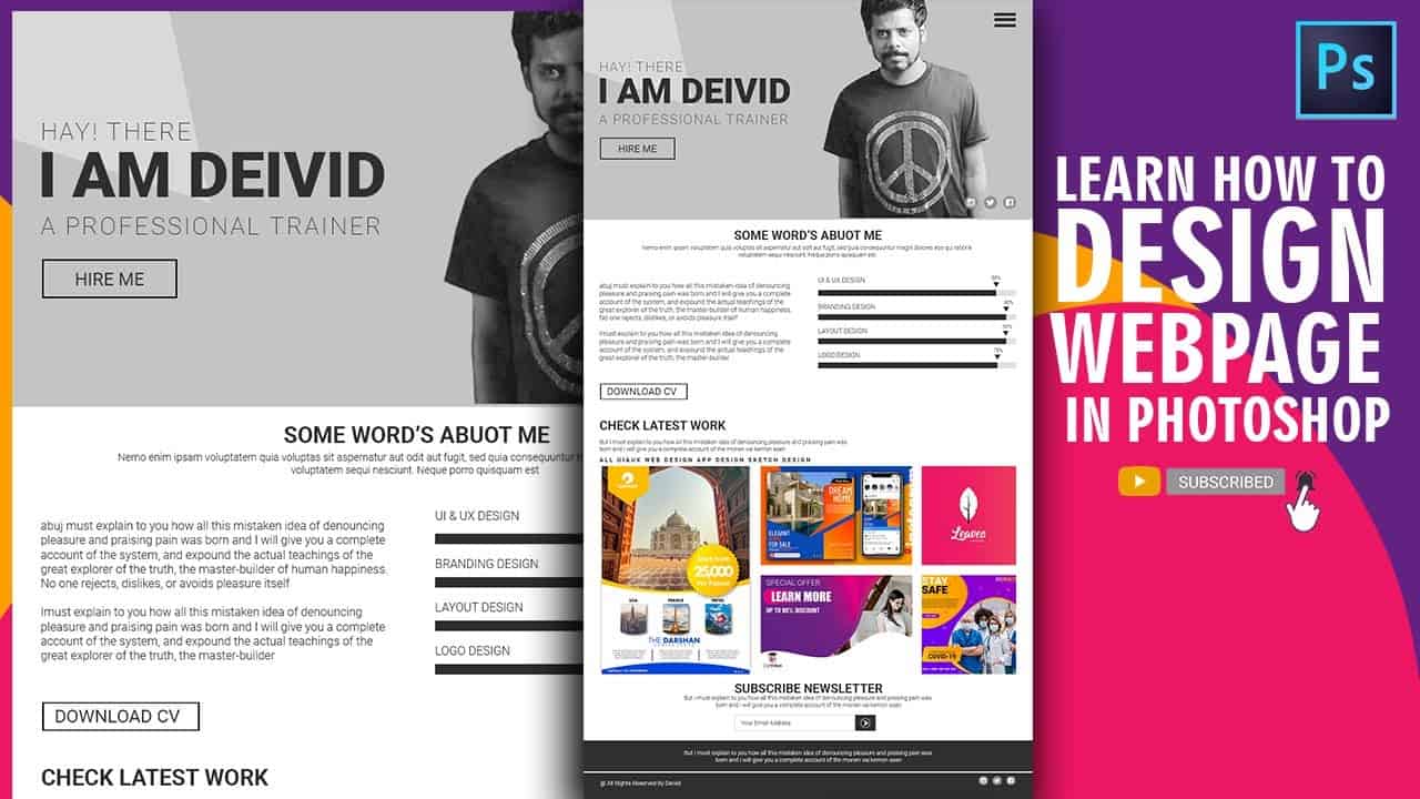 Photoshop Website Design Tutorial | Stylish Portfolio Design