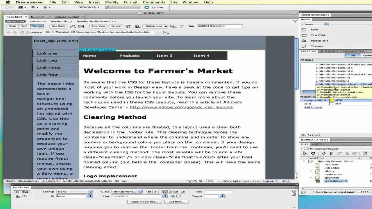 Customize CSS of a Spry Menu Bar in Dreamweaver CS5.5