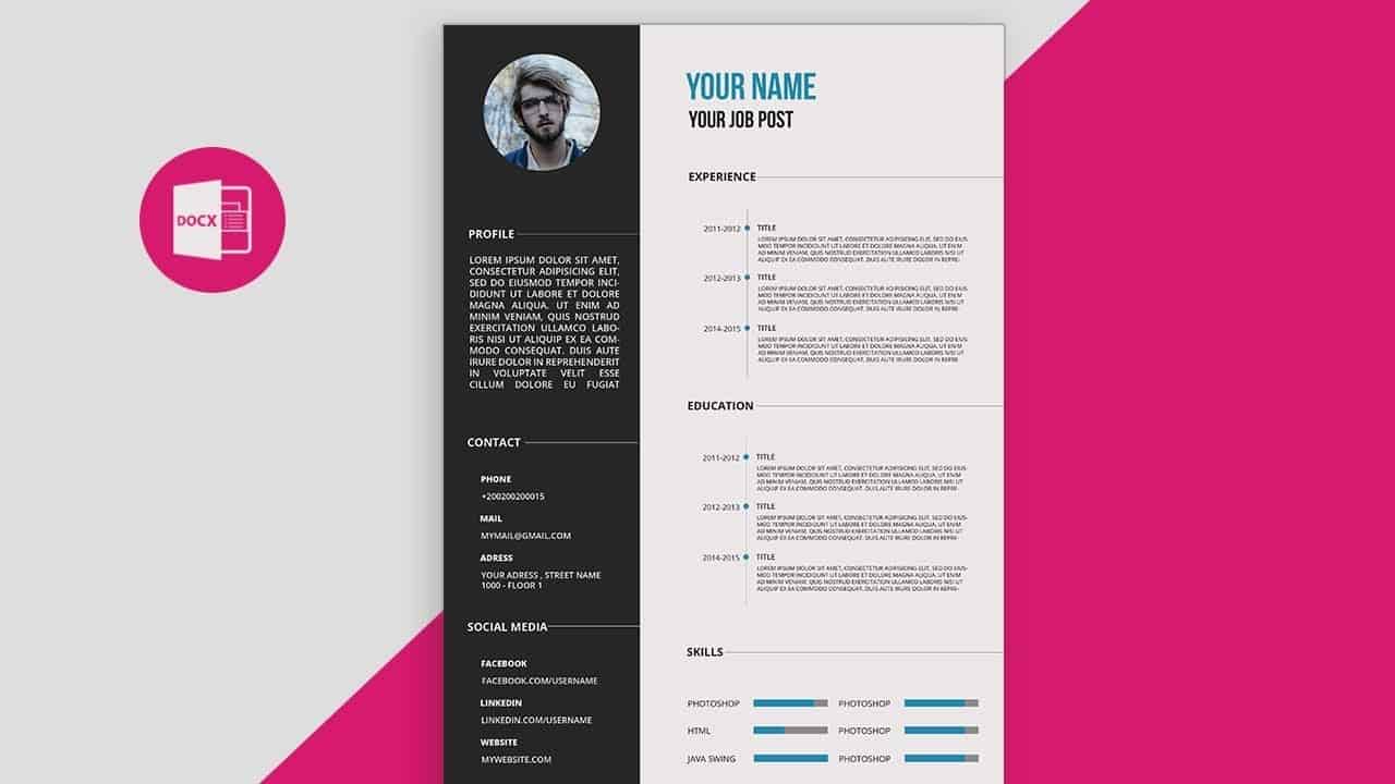 CV/Resume template Design tutorial with Microsoft Word   free PSD+DOC+PDF