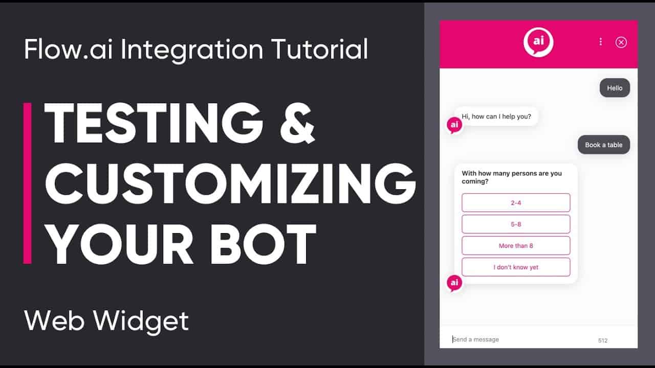Flow.ai Integration Tutorial - Web Widget - Testing & Customizing Your Bot