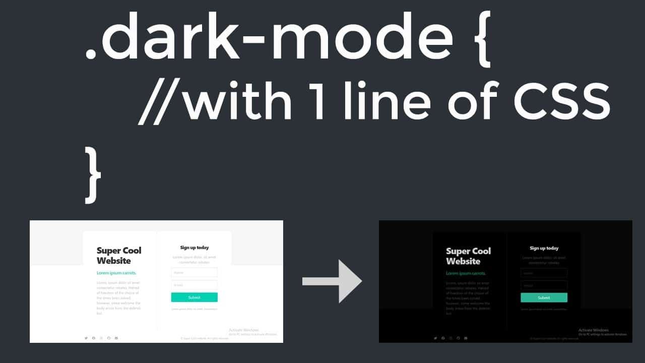 How to add dark mode in website with only one line of CSS
