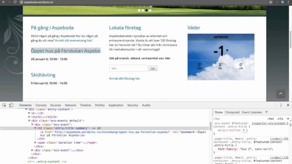 Adding CSS to Customize The Events Calendar Shortcode PRO Dieno