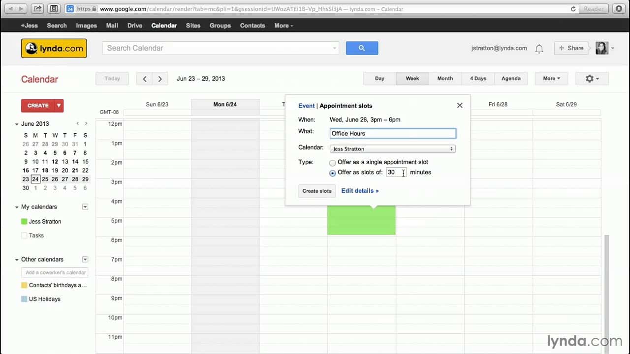Google Calendar tutorial: Creating appointment slots | lynda.com