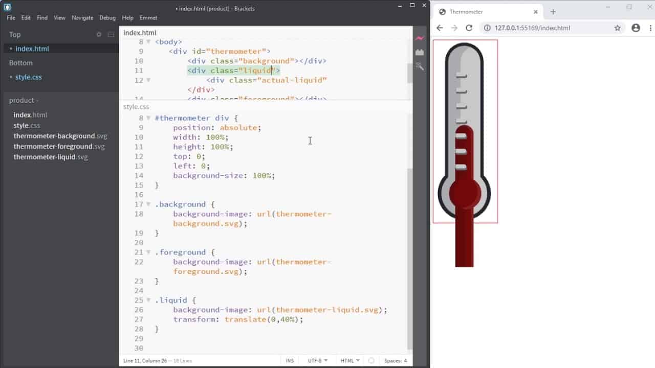 UI-elements - progressbar: thermometer-like - part 2: Implementing in HTML and CSS