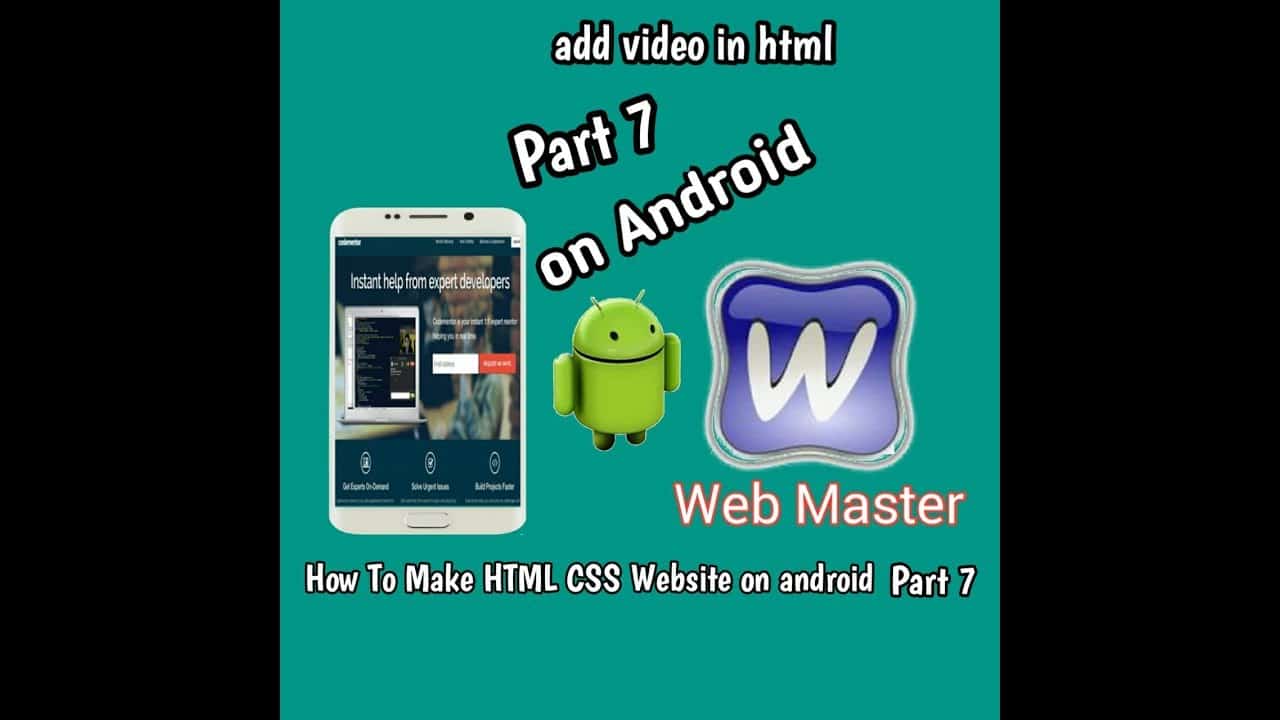 [How To make HTML CSS website on android part 7] Add video with HTML on android Device