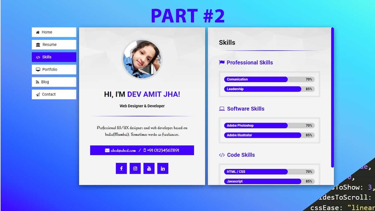 Personal Portfolio Website Design Tutorial | How To Make Resume Website Design Using HTML And CSS #2