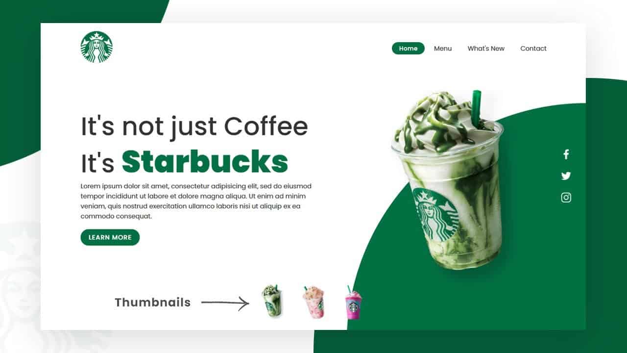 Starbucks Landing Page Website Design using Html CSS & Javascript | Step By Step Web Design Tutorial
