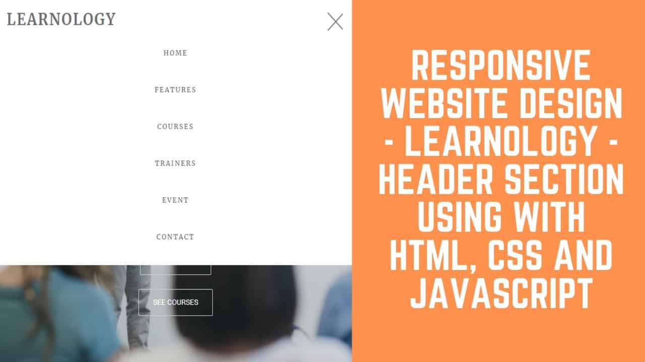 Responsive Website Design - Learnology - Header Section Using With HTML, CSS And JAVASCRIPT