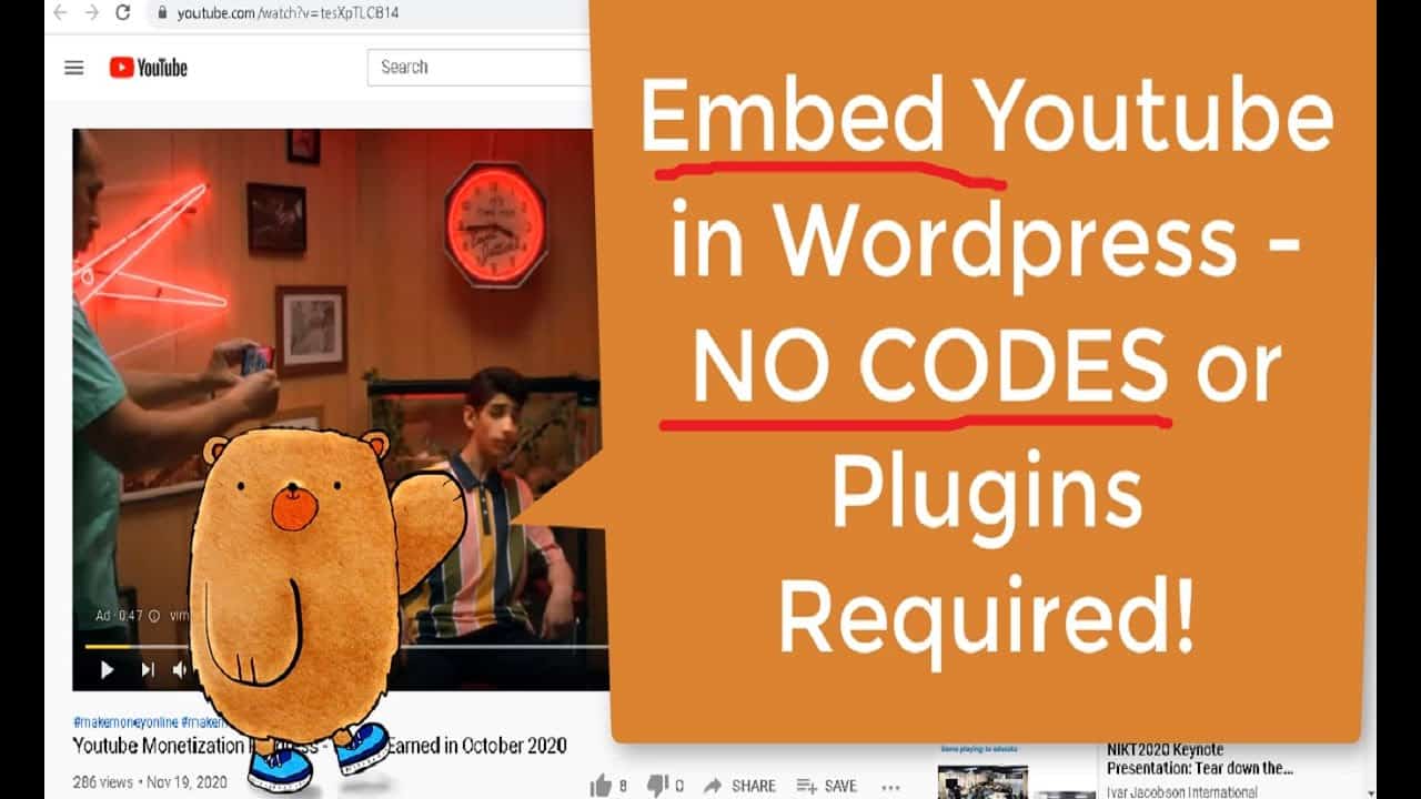 How To Embed Youtube Video in Wordpress - No Plugins or Codes Required