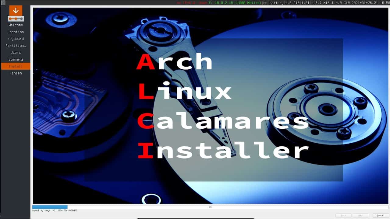 ArcoLinux : 1835 Launch of a new project - ALCI - installs Arch Linux with the help of Calamares