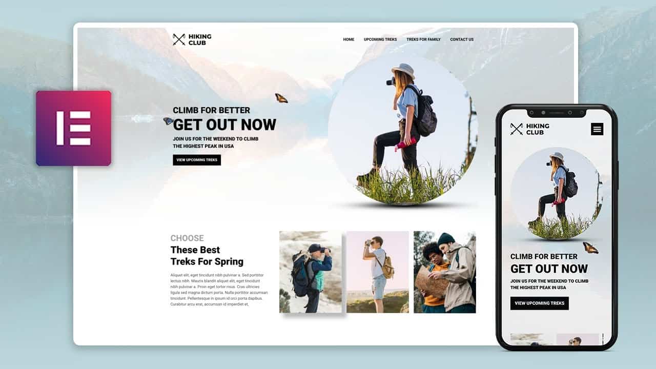 Elementor Web Design Speed Art 2021 | Hiking Club