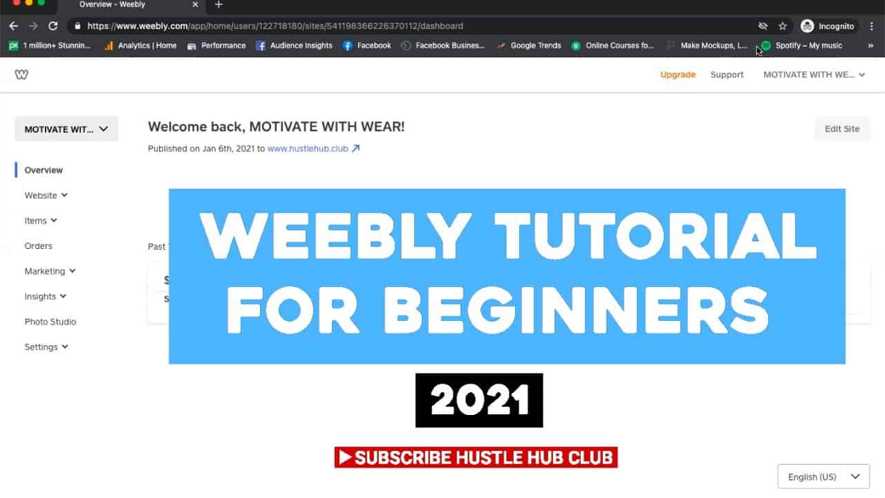 Hustle Hub Club - Beginners Tutorial (2021) Weebly Website Functions - User Friendly Guide