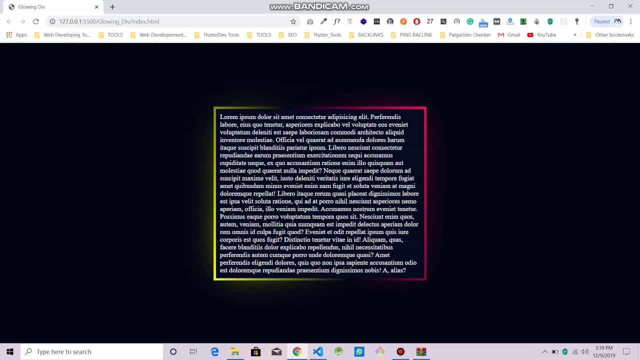 Attractive Glowing linear-gradient Border with HTML and CSS.